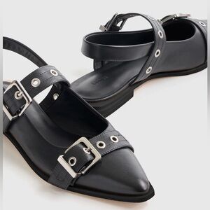 Quince BNIB Bold Buckle Slingback Black Flats
